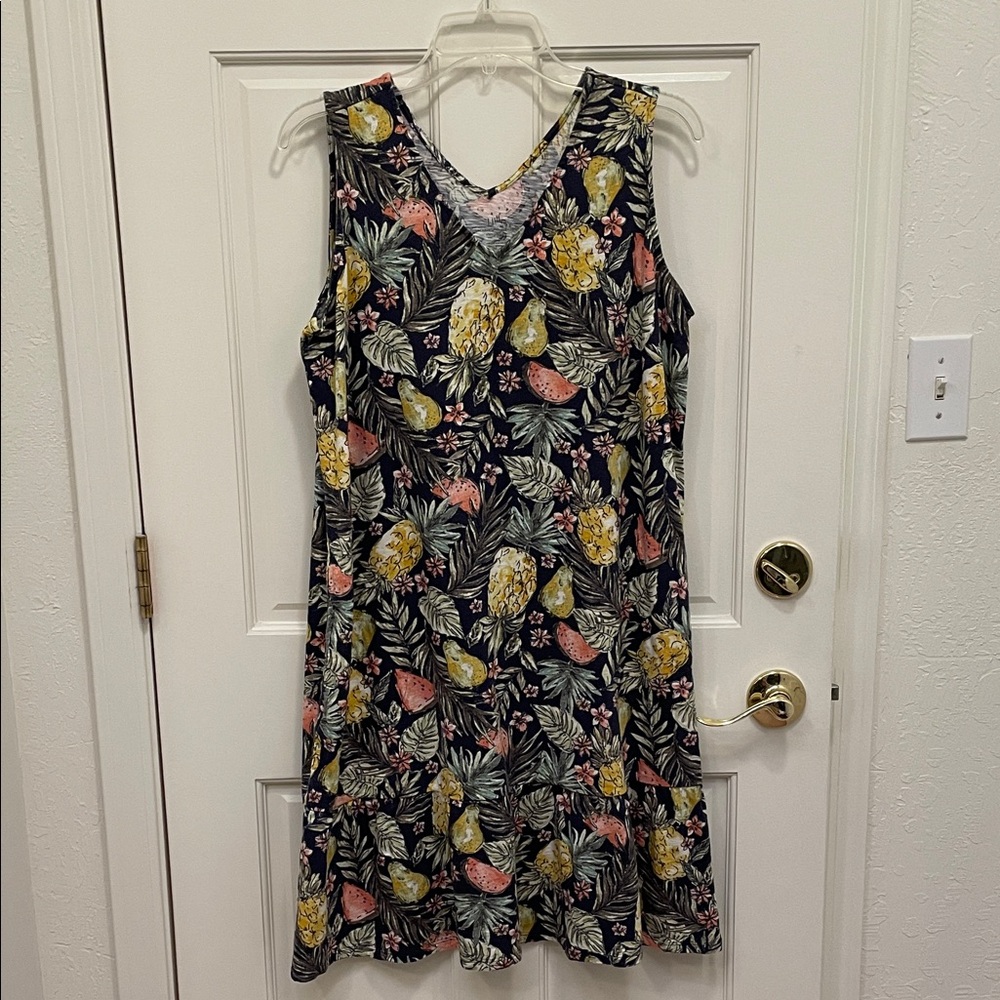J.Jill Flounced Hem Double V-Neck Knit Dress M